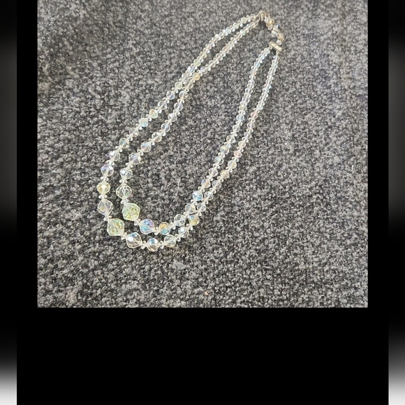 Vintage Double Strand Iridescent Crystal Necklace - Picture 2 of 10